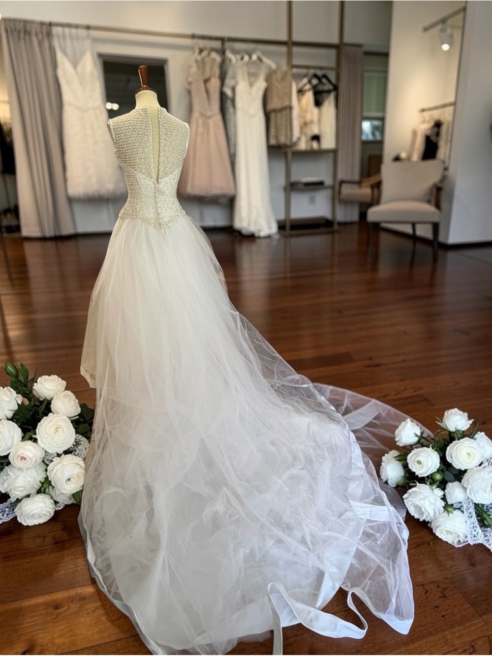 L'Amour Ivory Beaded Bodice Tulle Ball Gown - Picture 7 of 16